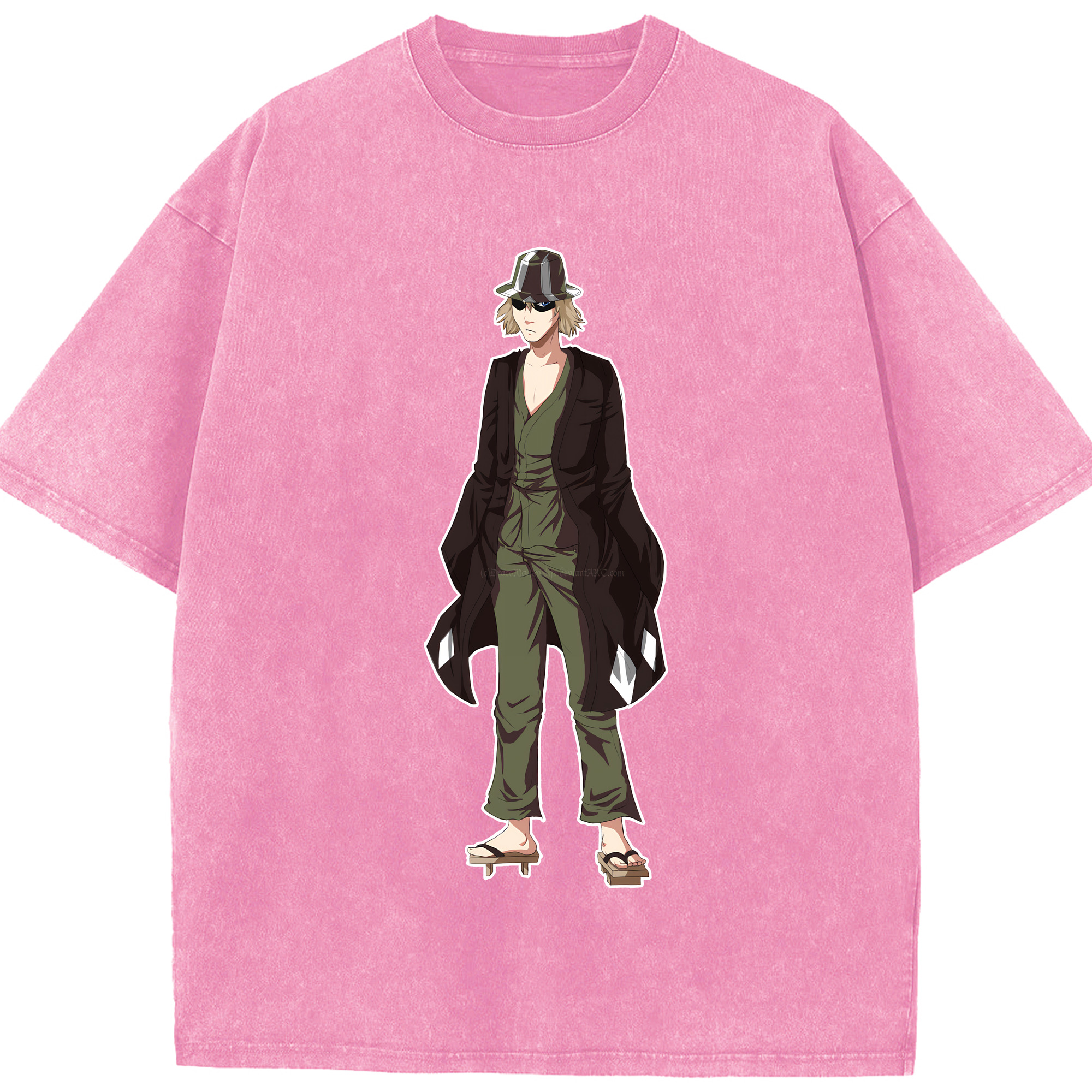 （画像用） "ブリーチ 浦原 喜助（うらはら きすけ） BLEACH Urahara Kisuke " 綿100% ヴィンテージ風 半袖Tシャツ（フロントプリント）